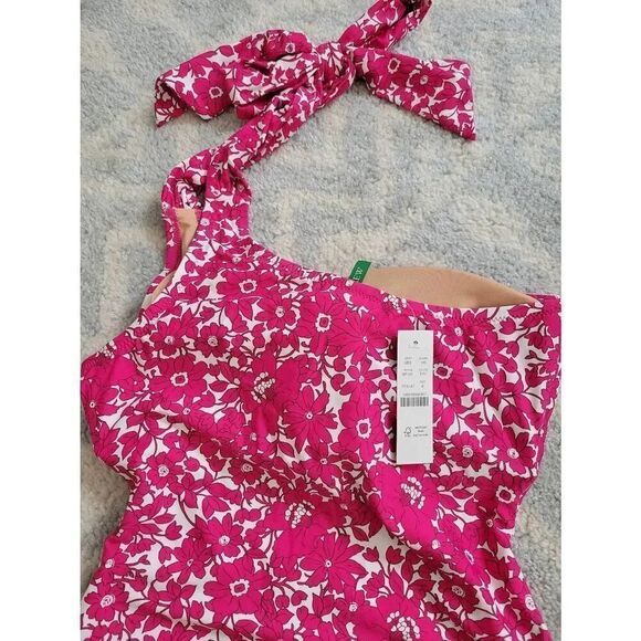 J. Crew Bow one-shoulder one-piece swimsuit in blushing meadow 8 NWT - Picture 7 of 10